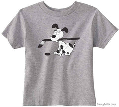 Cartoon Hockey Dog Toddler Shirt heather gray