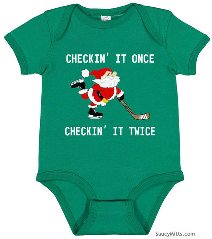 Checking It Hockey Santa Baby Bodysuit