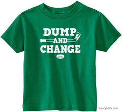 Dump and Change Hockey Toddler Shirt - White kelly green